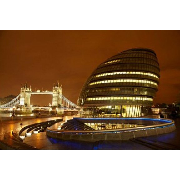 Tower Bridge City Hall London England Canvas Art - David Wall DanitaDelimont (38 x 25)
