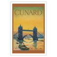 thumbnail image 1 of Tower Bridge England - Cunard Line - Front Cover Passenger List T.S.S. Tuscania - Vintage Ocean Liner Travel Poster c.1926 - Fine Art Matte Paper Print (Unframed) 30x44in, 1 of 4