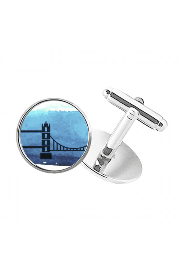 Tower Bridge London England Britain UK Round Button Cuff Clip Stud Cufflinks