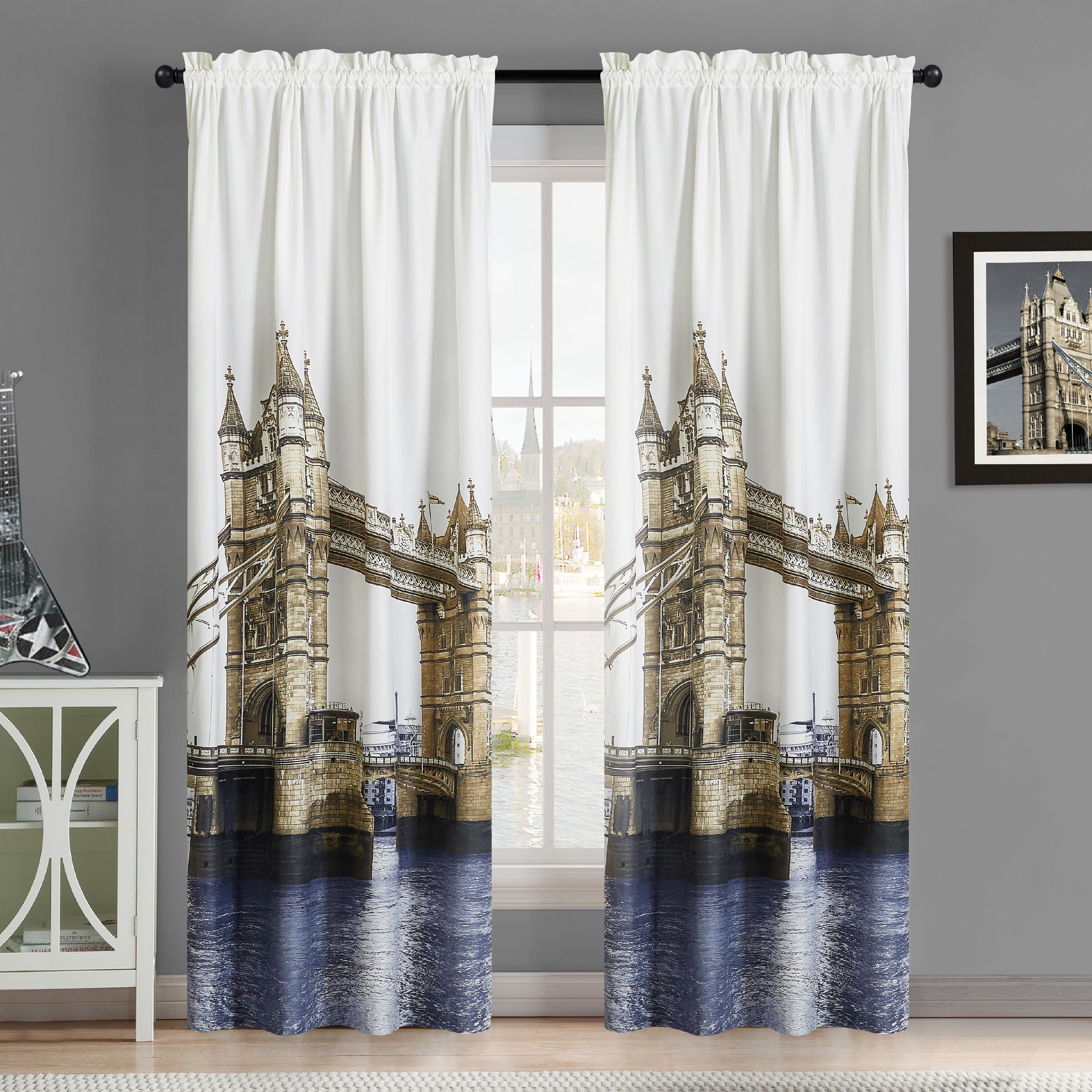 Tower Bridge - London Photoreal, Curtain Panel, Set of 2 - image 1 of 4