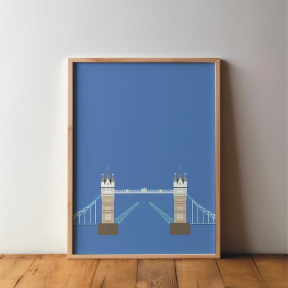 Tower Bridge London UK Minimal Modern Travel City Home Wall Decor, Unframed Paper Poster 8x10in