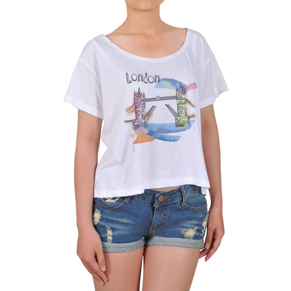 Tower Bridge Printed 100% Cotton Short Sleeves Fashion Croptop WTS_08 M