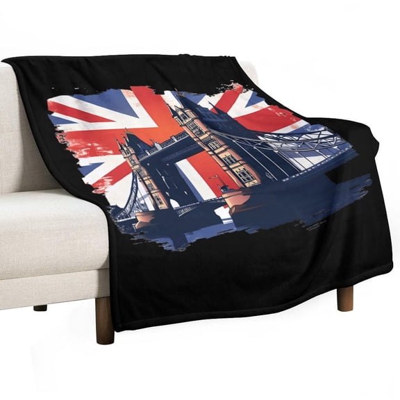 Tower Bridge UK Flag Super Soft Blanket Flannel Throw Blanket Flannel Microfiber Blankets for Couch Bed Sofa Fluffy and Warm 60"x80"