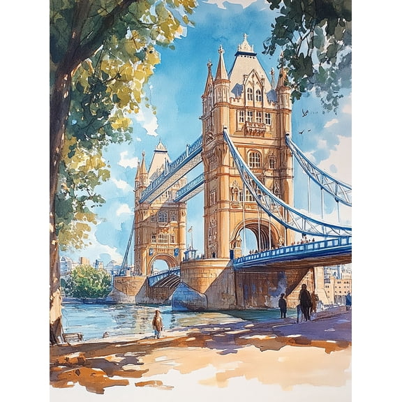 Tower Bridge Watercolor Painting/Canvas ArtSuitable for Living RoomBedroomOfficeStudyHotel Decoration.