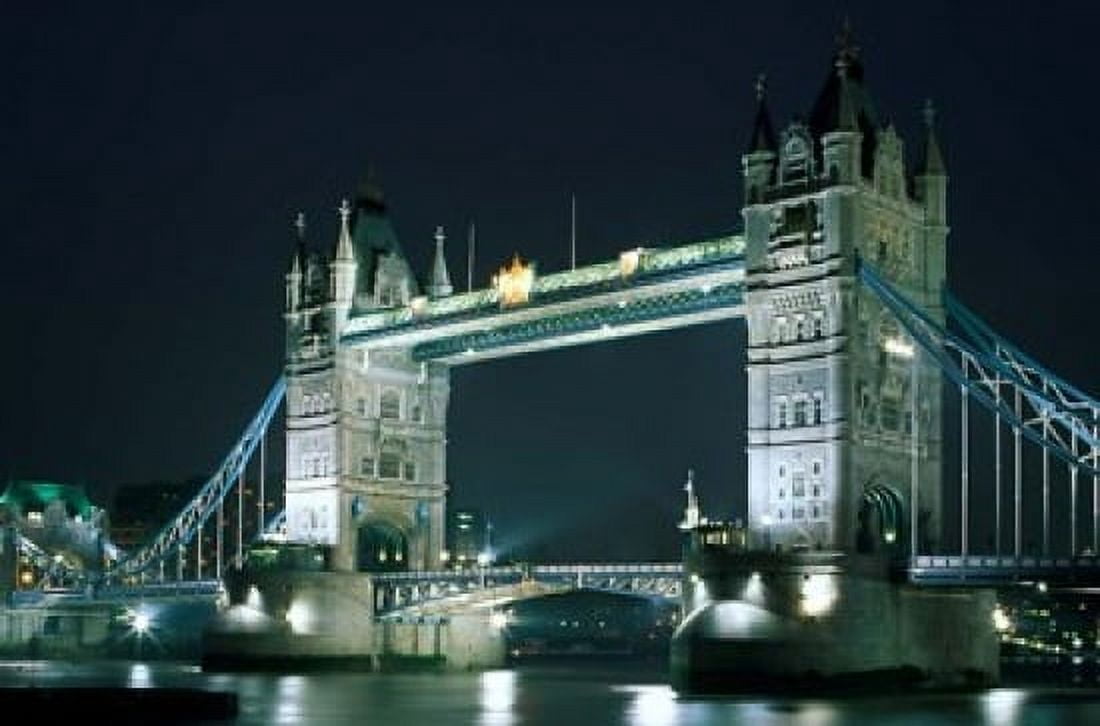 Tower Bridge at Night London England Canvas Art - Walter Bibikow DanitaDelimont (15 x 10)