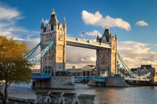 Tower Bridge from Tower of London England Canvas Art - Brian Jannsen DanitaDelimont (38 x 25)