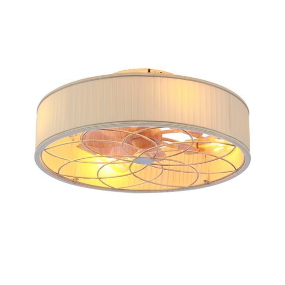 Tower Fan 20" Fabric Farmhouse Bladeless Ceiling fan With Remote Control For Living room, Bedroom,Kitchen--NOT INCLUDED BULBS--Matte White,Box Fan