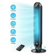 Tower Fan, 38” Standing Fan with Remote,70° Oscillating Fan,  24 ft/s High Velocity, LED Display, 3 Speed Cooling Fan, Bladeless Fan for Home, Bedroom, Offices