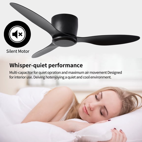Tower Fan 42" Flush Mount Ceiling Fan without light, 3 Reversible Blades, with 6 Speeds Reversible DC Motor,Low Profile Ceiling Fan with no light for Living Room Kitchen Bedroom,Box Fan