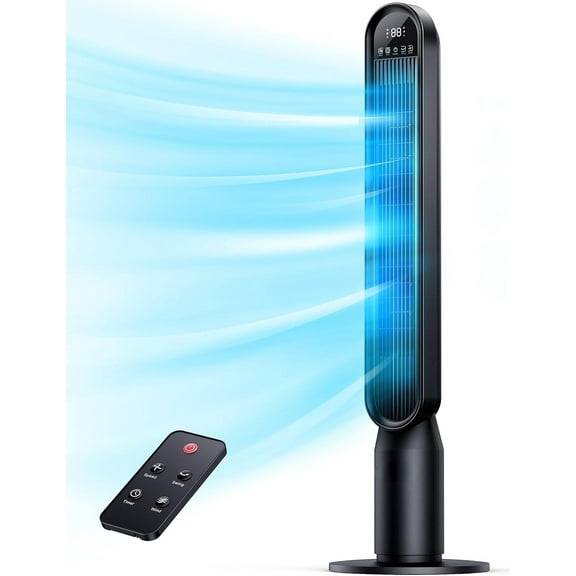 Tower Fan 42" Oscillating Tower Fan with 4 Modes, 4 Wind Speeds, 15H Timers, 90Oscillation & 135 Vertical, Standing Fans for Home Bedroom Living Room Office, Powerful Floor Fan with Remote
