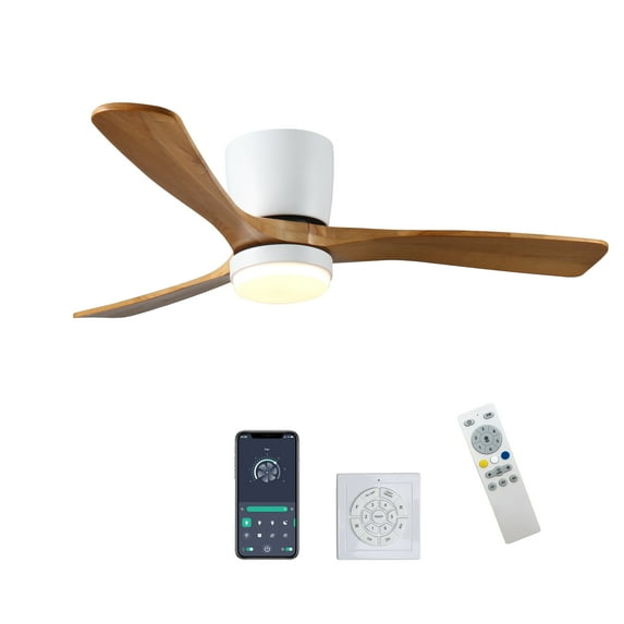 Tower Fan 42 inch Wood Ceiling Fans with Lights and Remote, Modern Flush Mount Low Profile Ceiling Fan with Light, 6 Speed, Reversible DC Motor, for Bedroom/Outdoor/Farmhouse/Patios,Pedestal Fan