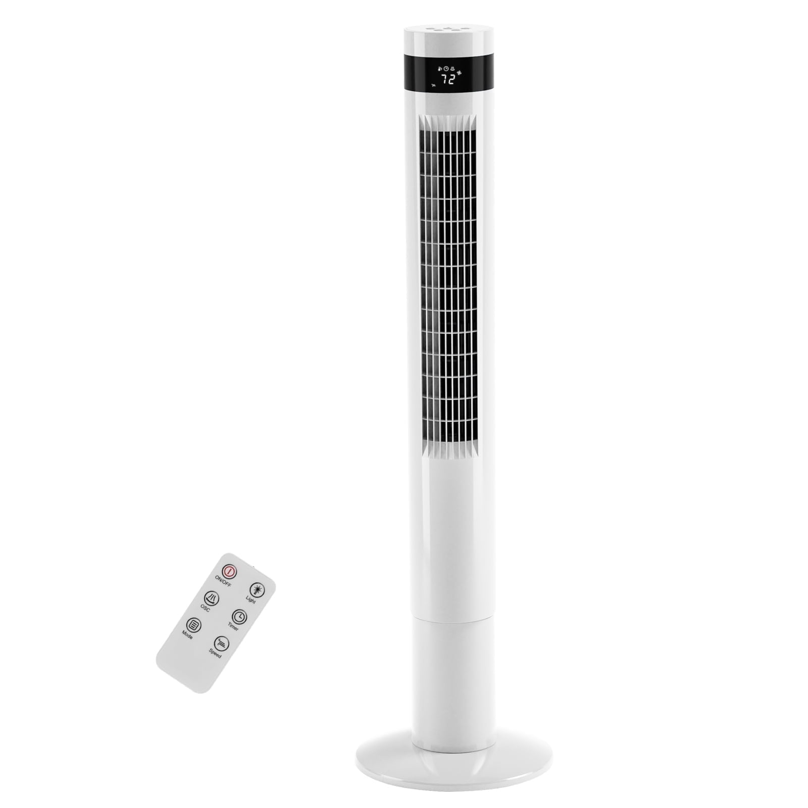 WAA 43-Inch Portable Floor Fan, 85°Oscillating, 12H Timer, Remote Control, Bladeless
