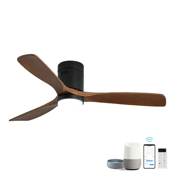 Tower Fan 52 Inch Ceiling Fan With Lights 3 Solid Wood Fan Blade Noiseless Reversible Motor Smart Remote Control,Pedestal Fan