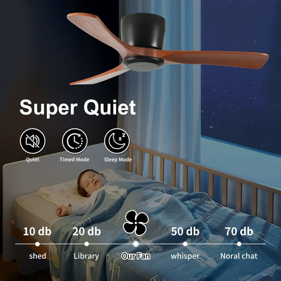 Tower Fan 52 Inch Ceiling Fan no light with Remote Control, Low Profile Flush Mount Ceiling Fan without Light,Noiseless Reversible DC Motor with Timer,Box Fan