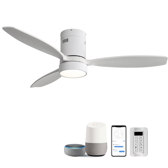 Tower Fan 52 Inch Flush Mount Ceiling Fan Solid Wood Fan Blade Noiseless Reversible Motor Smart Remote Control With Light,Box Fan