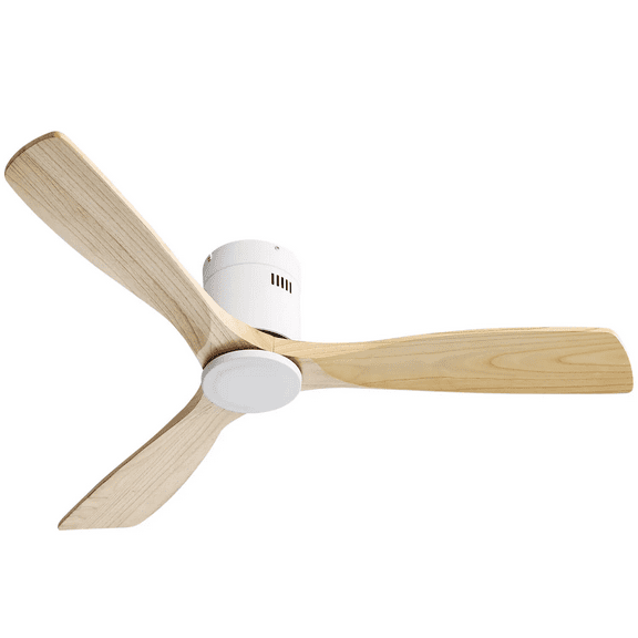 Tower Fan 52 Inch Wooden Ceiling Fan With 3 Solid Wood Blades Remote Control Reversible DC Motor Witout Light,Box Fan