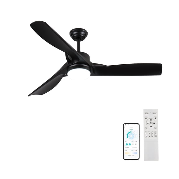 Tower Fan 52 Inch black Ceiling Fan with light, Ceiling Fan with 3 Reversible Blades, 2 Downrods, 6-Speed Remote Control,Box Fan