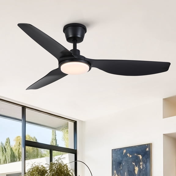 Tower Fan 52 inch Modern Outdoor Waterproof Black Ceiling Fan with Light and Quiet DC Motor,Pedestal Fan