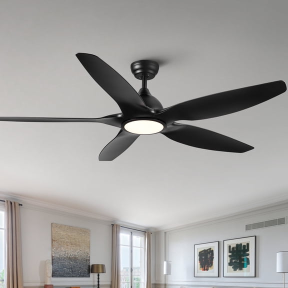 Tower Fan 60 In Intergrated LED Ceiling Fan Lighting with Black ABS Blade,Box Fan