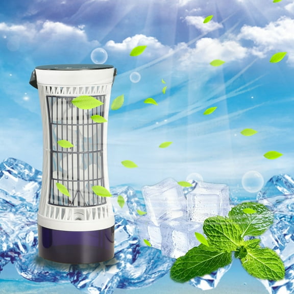 Tower Fan for Bedroom, 3600mAh Portable Automatic Remote Head Conditioner USB Mini Conditioner with 3-Speed Automatic Head Shaking Evaporative Humidifier Air Tower Fan