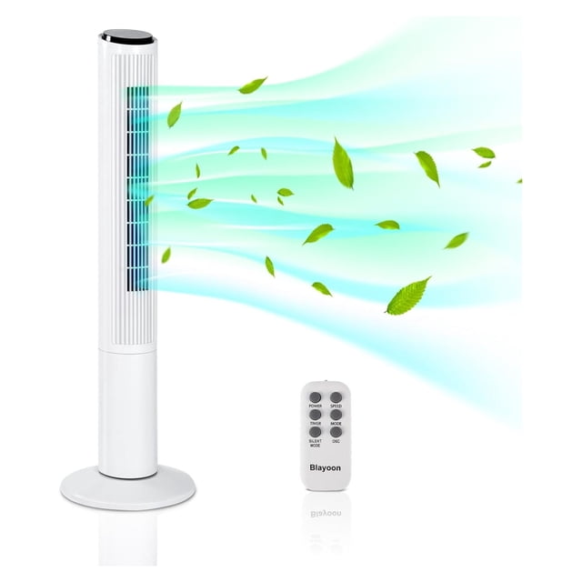Tower Fan for Bedroom, Oscillating Bladeless Tower Fan with Control