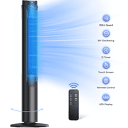 41 Tower Fan, Wide Oscillating Fans with 3 Speeds, 3 Modes, 26 ft/s High Velocity, LED Display with Remote, 12H Timer, for Home,Living Room,Office