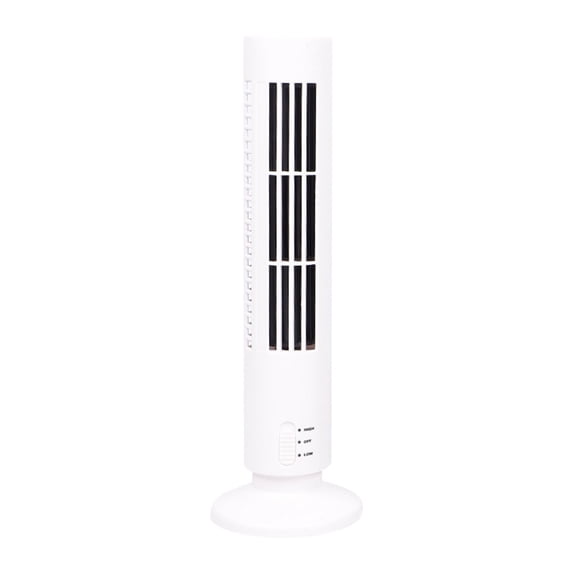 Tower Fan, Bladeless Fan, Mini Vertical USB Fan With Two Speed Settings, Compact Space Saving Design, Quiet Operation, White ABS Plastic, Portable And Safe For Home Office Use