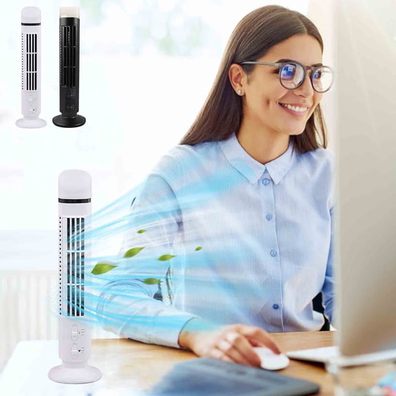 Tower Fan Desktop Mini Bladeless Fan with LED Light 2 Speed Settings USB Rechargeable Portable Small Fan for Office Home by PALIFEUR