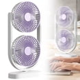 thumbnail image 1 of Tower Fan, Dual Head Oscillating Table Fan, USB Desk Fan with 5 Speeds and 360° Rotation, Portable Double Head Personal Cooling Fan, Rechargeable Fan for Bedroom Office Travel Home Use, Purple, 1 of 4