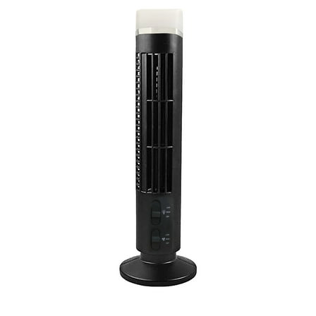 Tower Fan with LED Light，Streamlined Tower Shaped USB Fan，with Two Gears to Adjust the Volume，Bladeless Fan Tower Fan Mini Vertical Conditioner，Quiet Floor Fan，Bladeless Fan for Bedroom(Black)