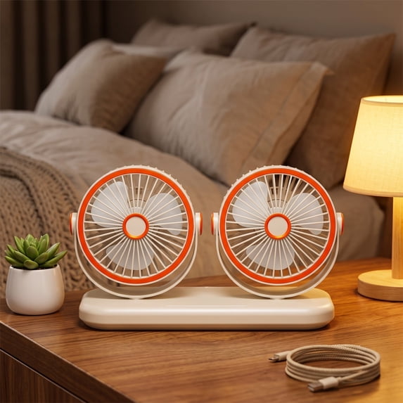 Tower Fan, Multifunctional Desktop Cooling Fan with 3 Speeds, USB-C Compatible Portable Fan for Home Office