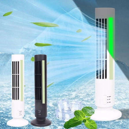 Tower Fan Portable Electric Quiet Cooling Vertical Standing Bladeless Floor Fans LED Bladeless Fan with 2 Speeds Wind Modes Timer for Bedroom Office Desk Mini Room Fan for Bedroom (Black)