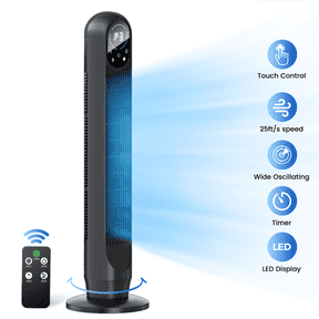 Tower Fan For Home with Remote, 31" Bladeless Floor Fans for Home, 4 Modes & 4 Speeds, 12H Timer, LED Display, Wide Oscillating Wide Cooling for Bedroom, Office