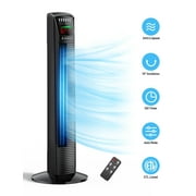 Tower Fan for Home, TaoTronics 36" Standing Floor Fan, 70° Oscillating Quiet Cooling Fan, Remote Control, 3 Modes, 3 Speeds, LED Display, 12H Timer