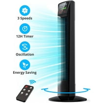 Tower Fan, TaoTronics 36" Bladeless Fan, 65° Oscillating Cooling Fan with Remote, LED Display 12H Timer Standing Floor Fan for Bedroom
