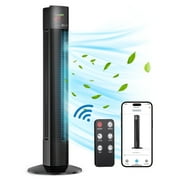 Tower Fans, 36" Standing Floor Fan with Remote/APP, 70° Oscillating Fan for Home, 24 ft/s High Velocity, LED Display, 3 Speeds, 4 Modes, 12H Timer, Quiet Bedroom Fan