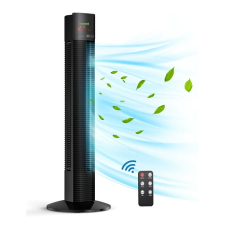 Tower Fans, 70° Oscillating Fans, 36" Standing Fan with Remote, 3 Speeds LED Display, Bladeless Floor Fan, 12H Timer, Cooling Fan for Office, Home