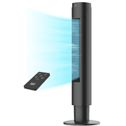 Tower Fans for Home,80 ° Vibration Remote Control Vertical Floor Fan, Silent Bedroom Fan, 4 Speeds, Multiple Modes, 9-Hour Timer, Bladeless Floor Fan, Led Display Screen, Black