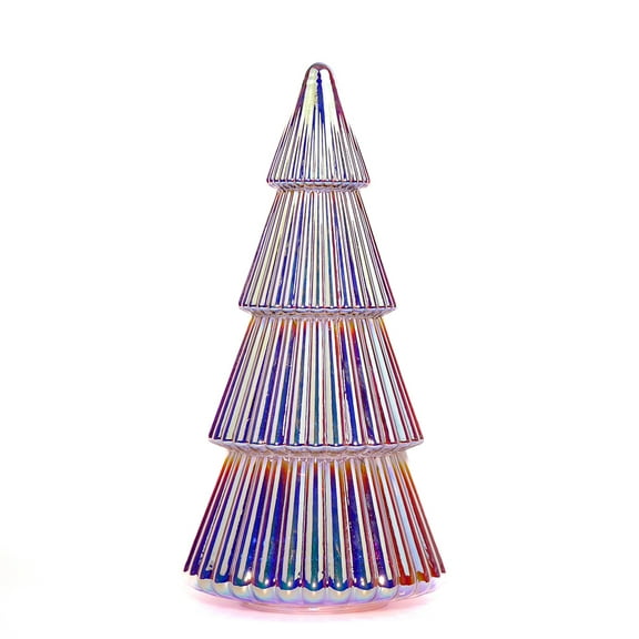 Tower Glass Christmas Tree - Colorful Tabletop Holiday Decoration, Fairy Lights Lighted Glass Christmas Tabletop Omaments Mantel Window Home Decorg