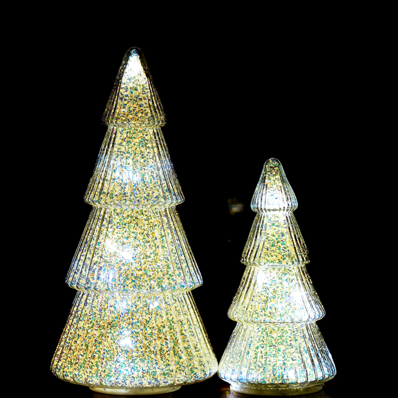 Tower Glass Christmas Tree - Colorful Tabletop Holiday Decoration, Fairy Lights Lighted Glass Christmas Tabletop Omaments Mantel Window Home Decorg