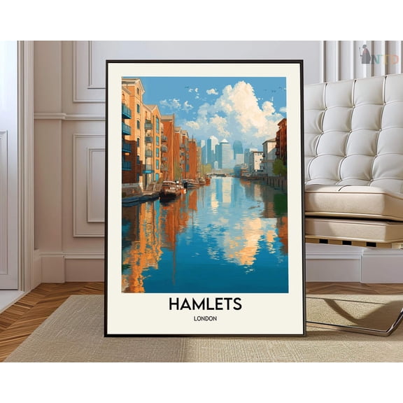 Tower Hamlets London Skyline Poster, Unframed Paper Poster 24x36in