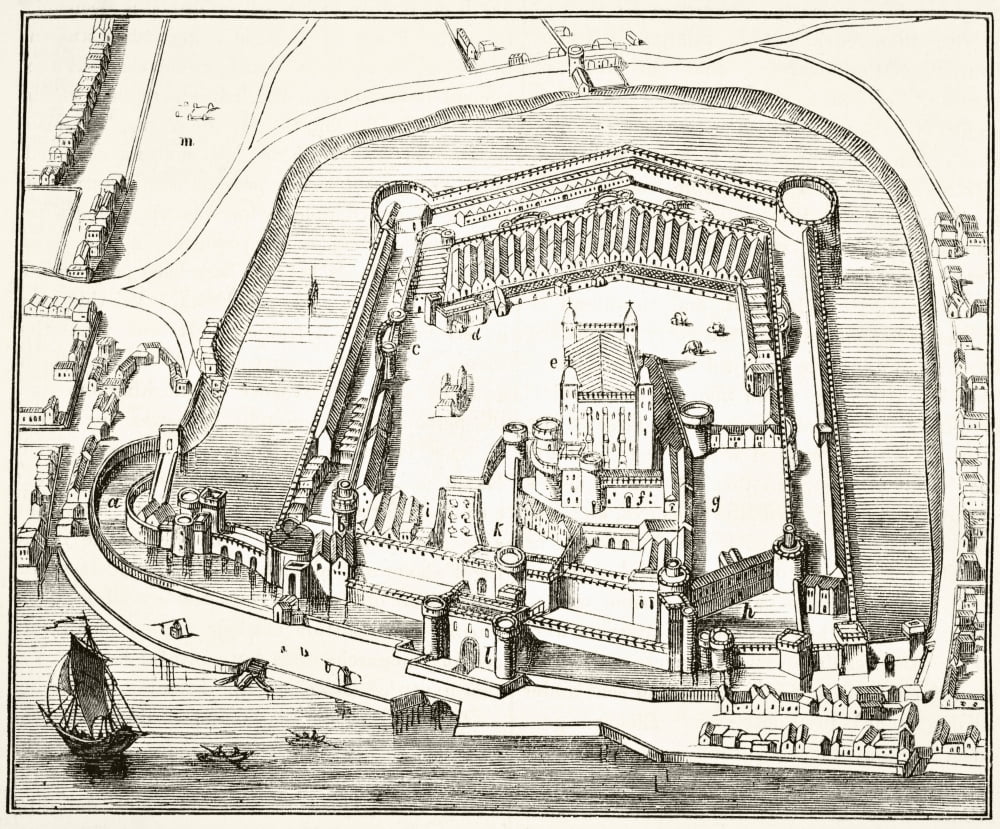 The Tower Of London In The 15Th Century From The National And Domestic History Of England By William Aubrey Published London Circa 1890 Canvas Art - Ken Welsh  Design Pics (16 x 13)