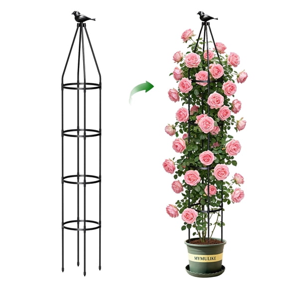 78.7in Garden Obelisk Trellis for Climbing Plants-Rustproof Metal Pipe with Heavy Duty Plastic Coated, Garden Outdoor Indoor Potted Plant Support for Clematis Vine Jasmine Support(1 Pack)