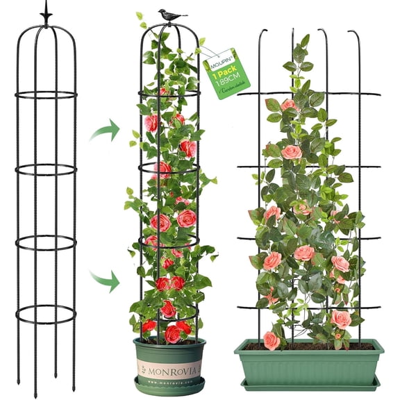 Tower Obelisk Garden Trellis for Climbing Plant,6.2FT/74.4" Rustproof Metal Potted Plant Climbing Support for Indoor Outdoor Flowers Vegetable Fruits Vines Support (2Pcs)