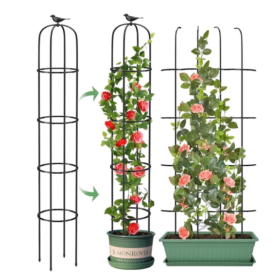 Tower Obelisk Garden Trellis for Climbing Plant, 73.6inch Rustproof Metal Potted Plant Climbing Support for Indoor Outdoor Flowers Vegetable Fruits Vines Support （1pcs）