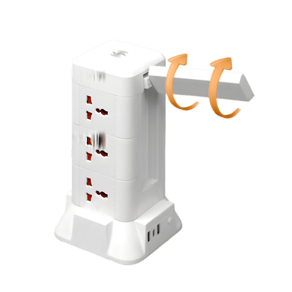 Tower Power Strip with LED Lamp, Wireless Charging, USB Ports, 1 Pack