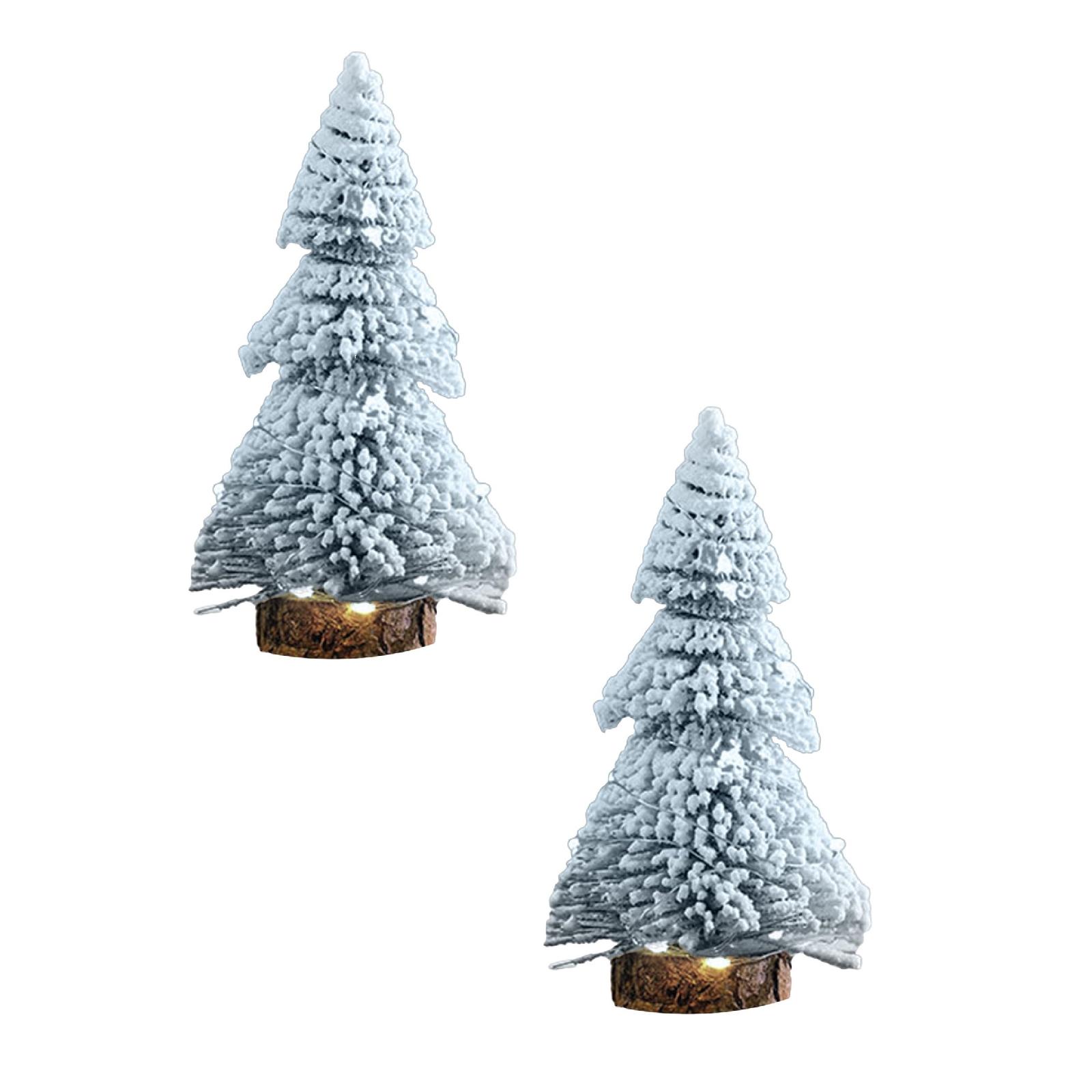 Tower Shaped Flocked Cedar Tree Desktop Lighted Garden Statues Stones