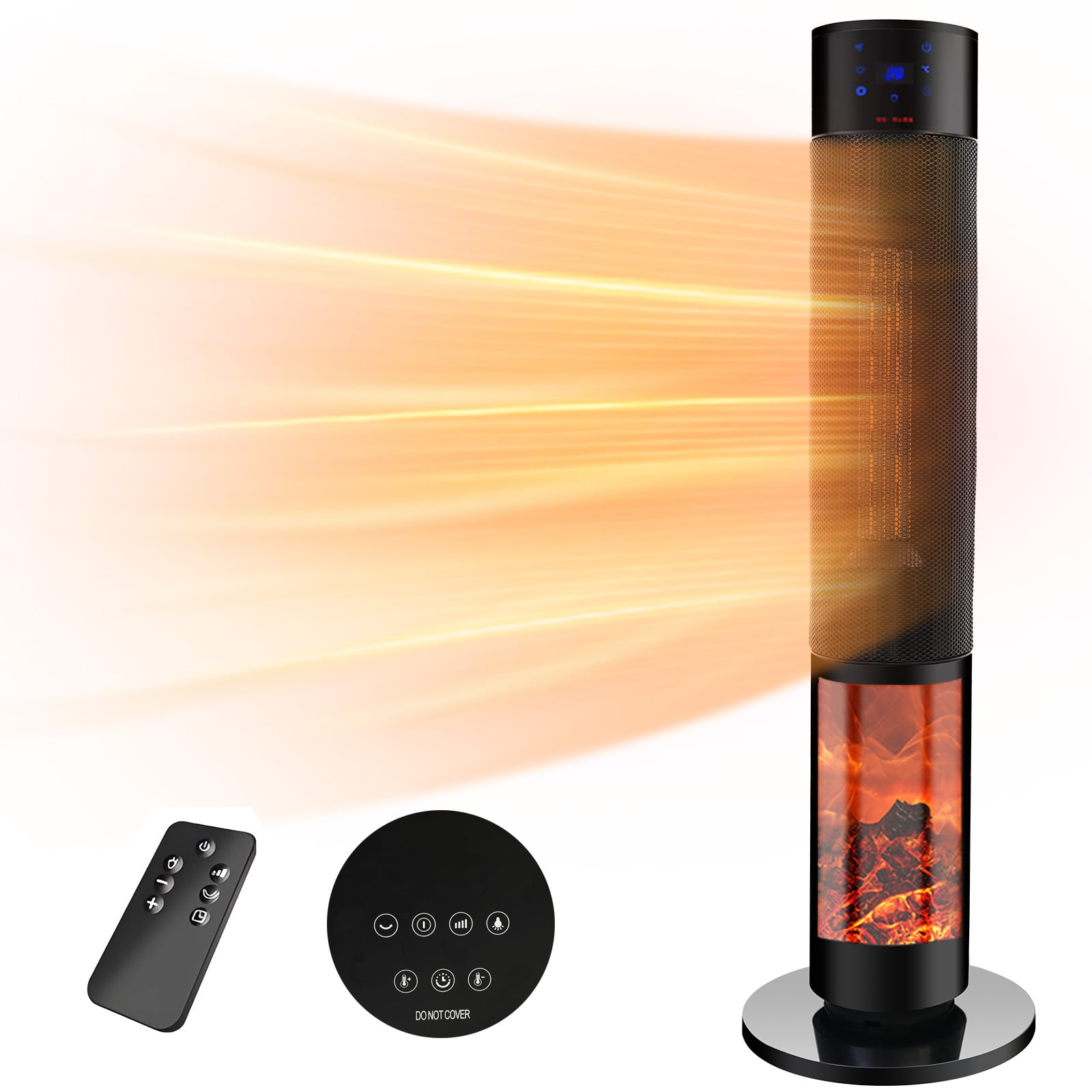 Tower Heater, 35-Inch Ceramic Space Heater with Thermostat, 3D