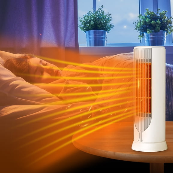 Tower Space Heater Portable, 1000W Ceramic Desktop Heater with Tip Over Protection and Overheat Safety, Fast Heating Quiet Indoor Warmer for Home Office Bedroom Dorm Small Room