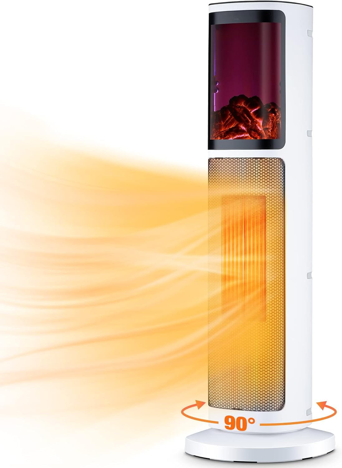 Tower Space Heater for Room, Indoor Electric Space Heater, 3 Modes & Thermostat, 90 Oscillation, 12H Timer, Remote, Overheat & Tip-Over Protection, 3D Flame, Space Heater for Office/Home/Indoor